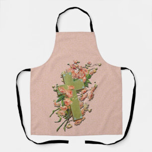 Traverser avec des fleurs roses sur un tablier ros