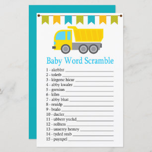 Traverser le camion Baby mot scramble jeu