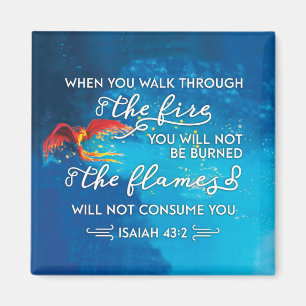"Traversez le feu" Ésaïe 43:2 Bible Verse Magnet