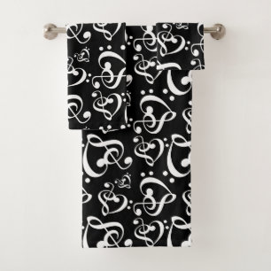 Treble Bass Clef Hearts Music Notes Motif