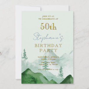 Tree Forest Mountain 50e anniversaire Invitations