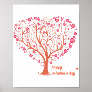 Tree Heart Happy Valentine Day Poster