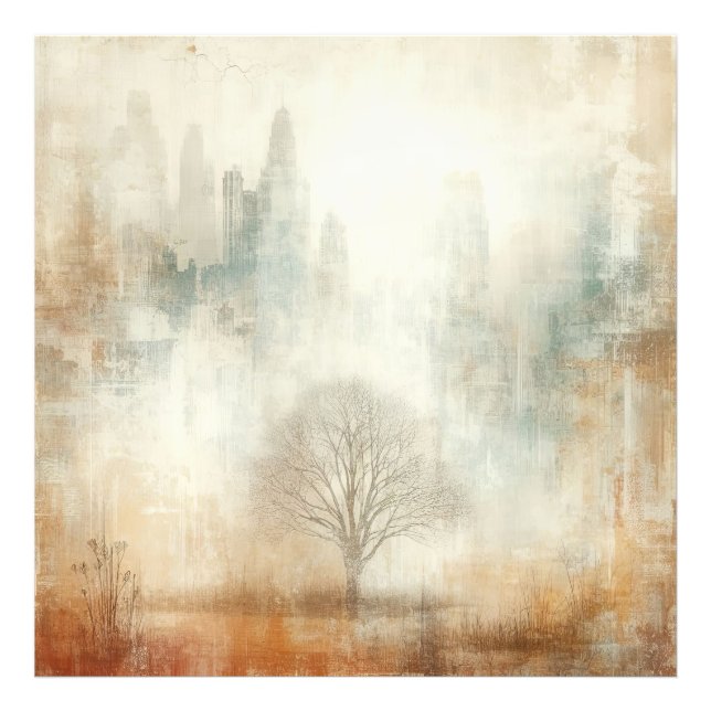 Tree In A City Scape Old Photo Graphic Design (Devant)