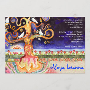 TREE OF LIFE Doves Bar Invitation Bat mitzvah