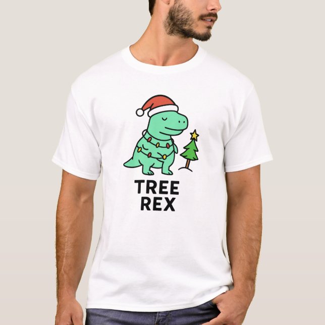 Tree Rex - Cute Christmas Pun T-Shirt (Devant)