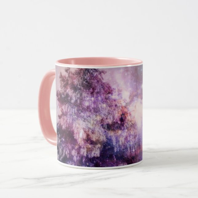 Tree Winter Wonderland Pink Purple Art Mug Cup (Devant gauche)
