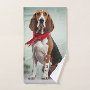 Treeing Walker Coonhound dans la neige de Noël