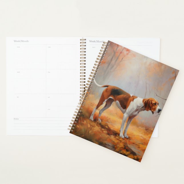 Treeing Walker Coonhound dans les feuilles d'autom (Devant avec enveloppe)