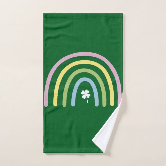 Trèfle à quatre feuilles Arc-en-ciel Fête de la Sa (Serviette à main)