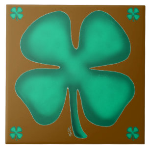 Trèfle irlandais à 4 feuilles 5 carreau marron gra