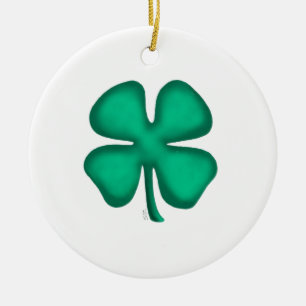 Trèfle irlandais blanc à 4 feuilles ornement en cé