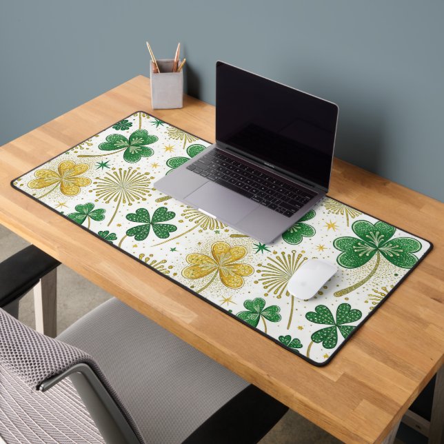TRÈFLES ET FLEURS IRLANDAIS VERTS ET OR (Bureau 2)