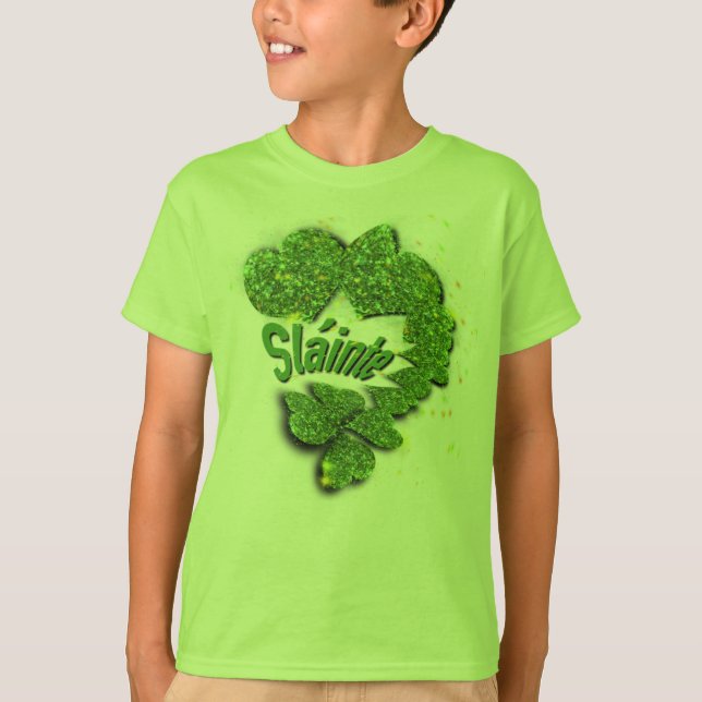 Trèfles verts | T-Shirt scintillant cœurs ShainteT (Devant)