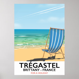 Trégastel, Bretagne France affiche de vacances à l