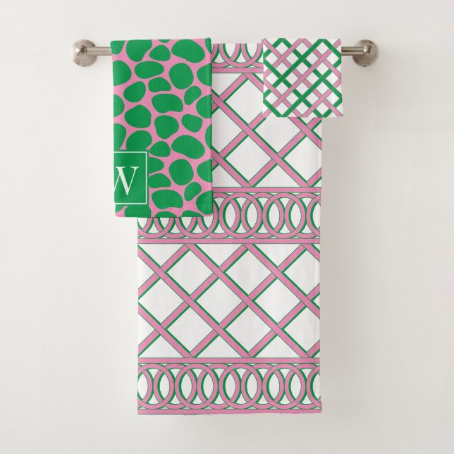 Treillis Maximaliste Prépa Rose & Vert Monogramme (En situation)