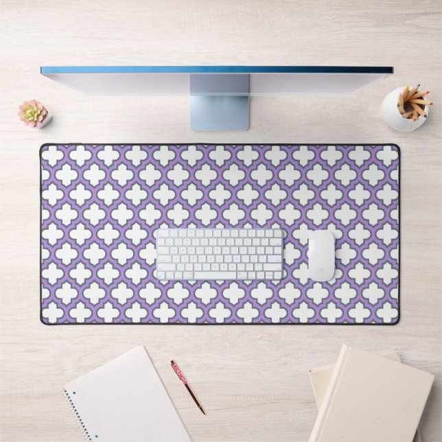 Trellis blanc et violet, treillis, Quatrefoil (Bureau 1)