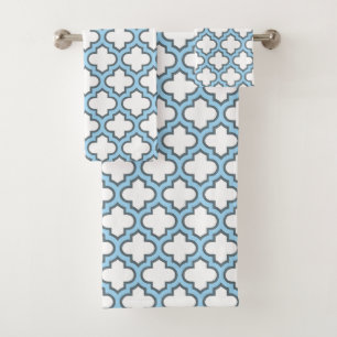 Trellis bleu blanc et bébé, treillis, Quatrefoil