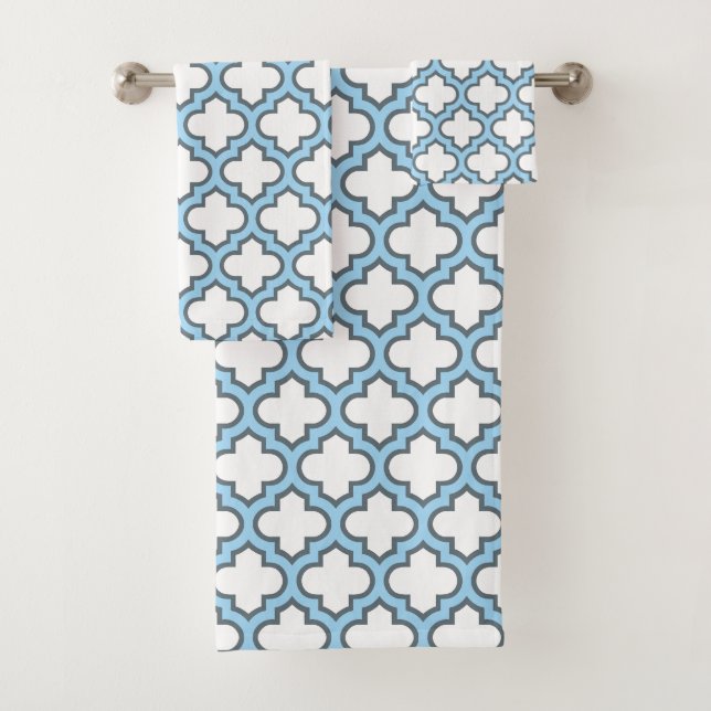 Trellis bleu blanc et bébé, treillis, Quatrefoil (En situation)
