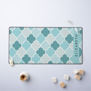 Trellis Bleu Marocain, Quatrefoil, Votre Nom