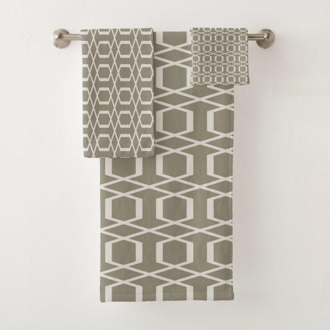 Trellis géométrique gris taupe milieu du siècle mo (En situation)