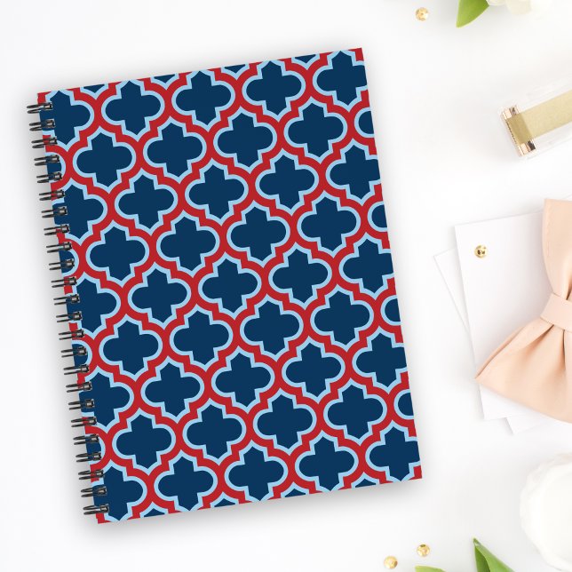 Trellis marocain bleu et rouge, treillis, Quatrefo (Créateur téléchargé)
