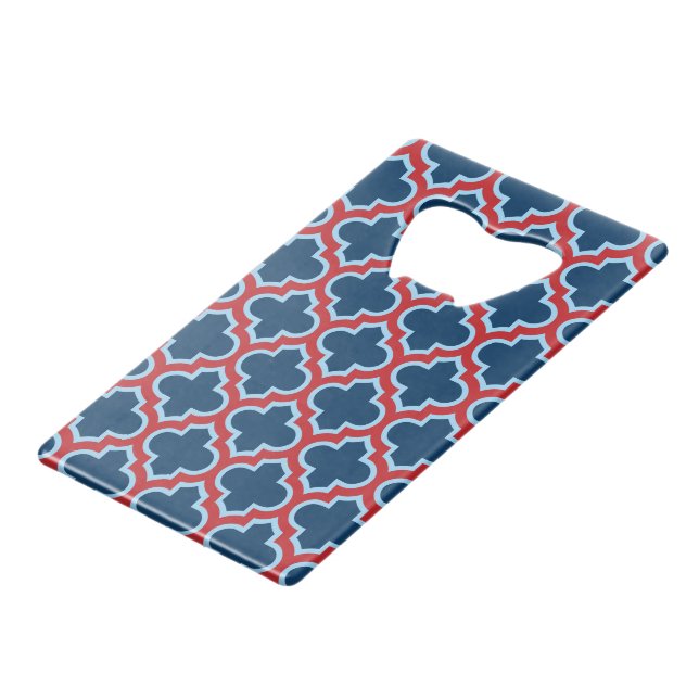 Trellis marocain bleu et rouge, treillis, Quatrefo (Devant Angle)