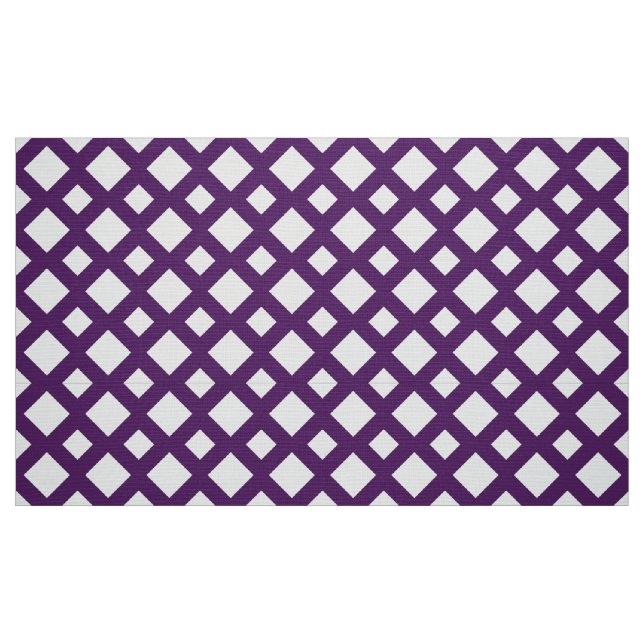 Trellis pourpre sur le tissu géométrique blanc (Fat Quarter)