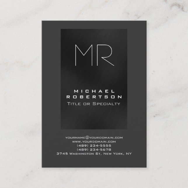 Trend Monogramme Nuances de Gris Carte de Visite É (Devant)