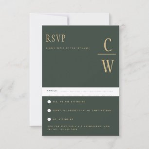 Trending Modern Moss Green Gold Wedding RSVP