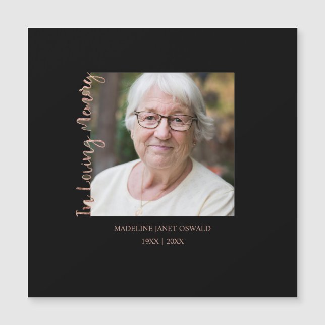 Trendy Black Minimalist Custom Photo Remembrance (Devant)