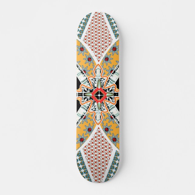 Trendy Black Red Yellow Tribal Skateboard Deck (Devant)