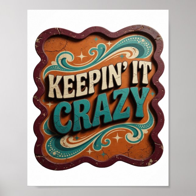 Trendy Blue KEEPIN' IT CRAZY Impression (Devant)