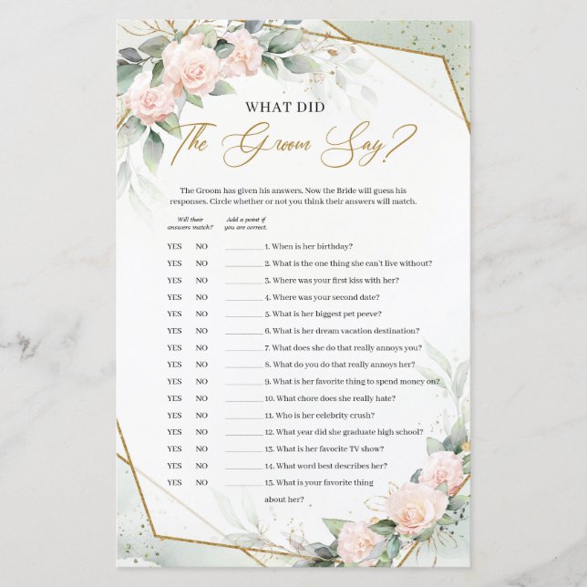 Trendy blush et cadre doré Que disait le marié (Devant)