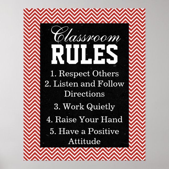 Trendy Chevron Classroom Rules Poster (Devant)