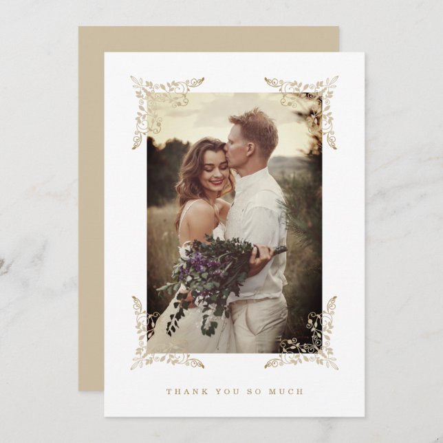 Trendy Chic Golden Lace Thank You Wedding Guests (Devant / Derrière)