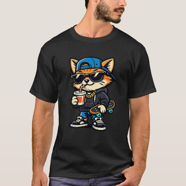 Trendy Cool Cat Graphic T-Shirt | Modern Street  (Devant)