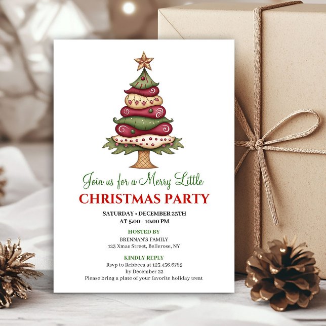 Trendy designer Christmas tree festive invitation (Trendy designer Christmas tree festive invitation)