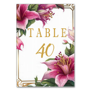 Trendy Floral Pink élégant Mariage Numéro de table