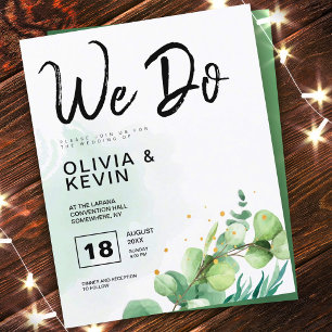 Trendy green modern greenery we do wedding invite