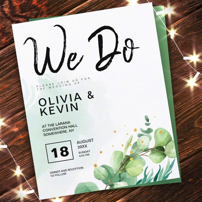 Trendy green modern greenery we do wedding invite (Créateur téléchargé)