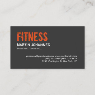 Trendy Grey Orange Personal Trainer Carte de visit