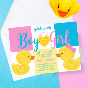 Trendy Rubber Duck Genre Reveal Party Invitation