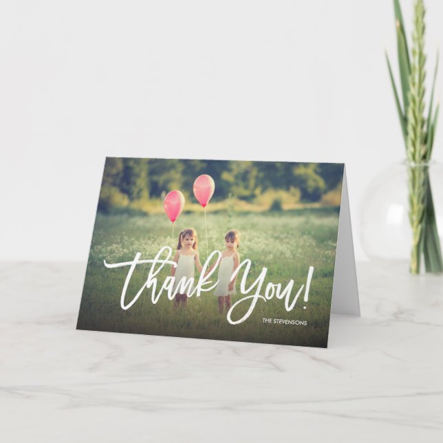 Trendy Script Merci Plein Cadre Photo (Devant)