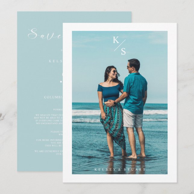 Trendy Simple Modern Custom Photo Couple Wedding (Devant / Derrière)