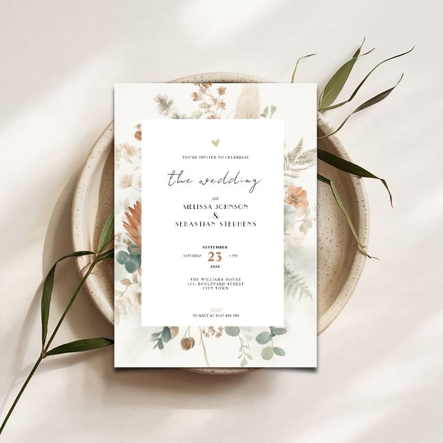 Trendy Terracotta Flowers Wedding Invitation (Créateur téléchargé)