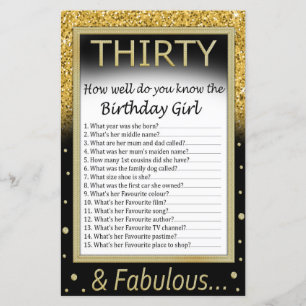 Trente Connais-tu bien la fille d'anniversaire ?