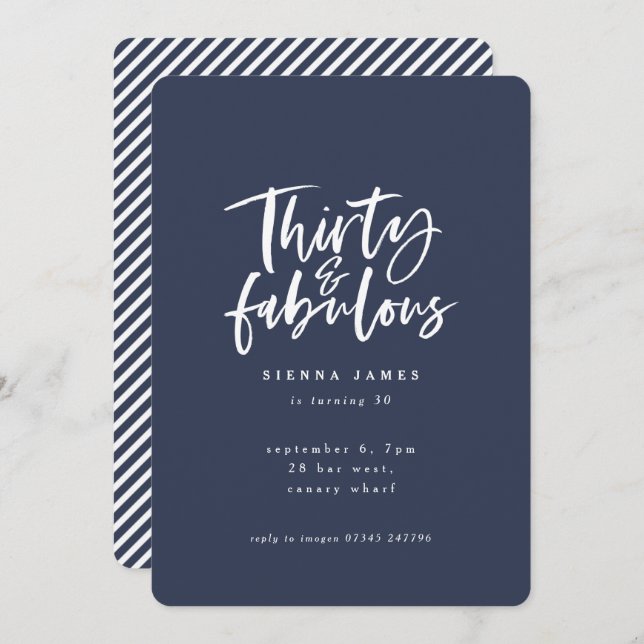 trente et fabuleux anniversaire photo invitation (Devant / Derrière)