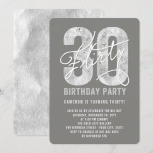 Trente Flirty argentés 30ème invitation de fête