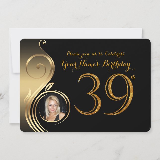trente-neuvième, invitation d'anniversaire, or de (Devant)