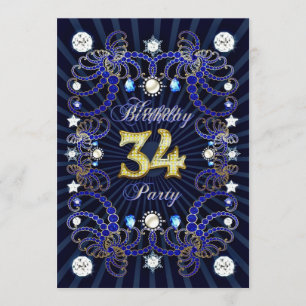 trente-quatrième invitation de fête d'anniversaire